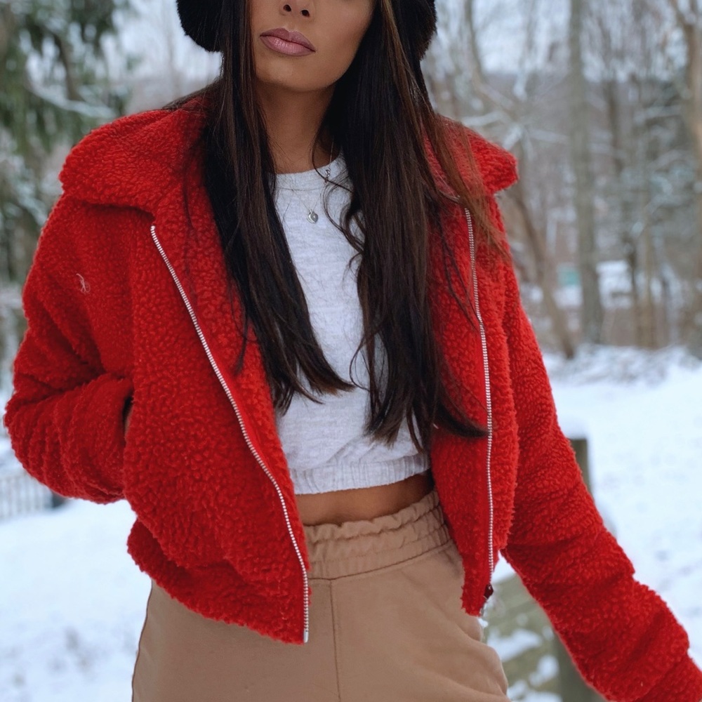 Tiger mist red teddy jacket